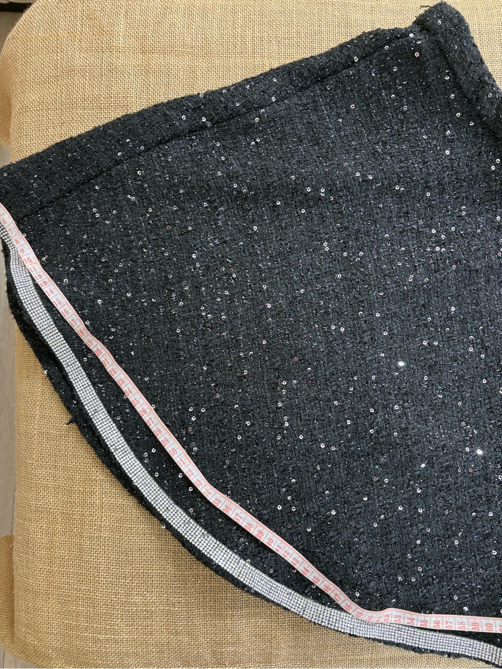AQUA Black Rhinestone Tweed Flared Mini Skirt - Picture 6 of 7